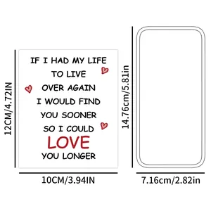 Detailed size specification for decorative wine bottle labels with romantic quotes