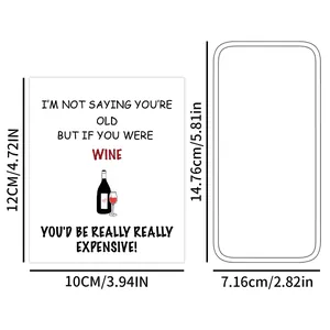 Detailed size chart for the wine bottle sticker with dimensions in cm and inches
