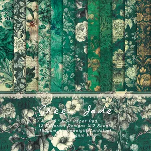 Vintage Green Floral Scrapbook Paper Pad For DIY Card Making Scrapbooking Arts Crafts Background Cardstock Decorative Paper