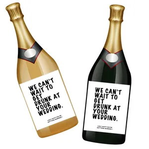 Creative wedding champagne bottle label stickers with funny quotes for party decor