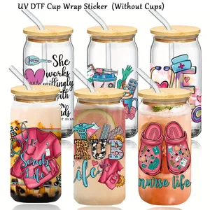 UV DTF Aufkleber mit Krankenschwester- und Medizinmotiven für Glasbecher Sets