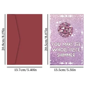 Macro shot of disco ball glitter birthday card with YOU MAKE THE WHOLE PLACE SHIMMER text