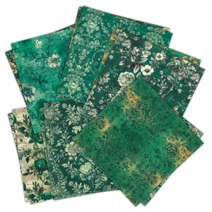 Vintage green floral scrapbook paper set with 24 sheets for DIY photo albums and card making
