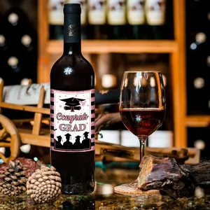 Etichette per vino Congrats Grad con strisce per decorazioni festa di laurea anno 2025