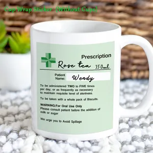 Pegatina de vinilo DIY estilo receta médica para botellas de agua y tazas de té de 350ml