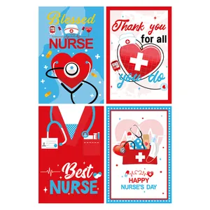 Nurse graduation party wine bottle stickers with medical icons and blessed nurse slogans