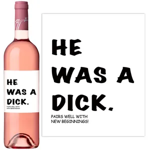 Detail of wine bottle label with witty quote for party decoration and new beginnings