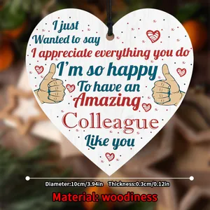 Detail view of a 10cm heart-shaped wooden plaque with dimensions and black hanging cord