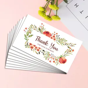 Detail of floral Thank You cards with watercolor roses for gift packaging and order inserts