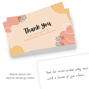 Detail of thank you card with abstract geometry and a blank back for handwritten notes