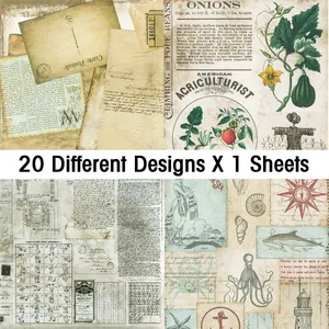 20-pack vintage scrapbooking papers featuring botanical illustrations and nautical themes