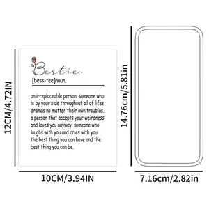 Detailed dimensions of the Bestie bottle sticker label set with precise measurements