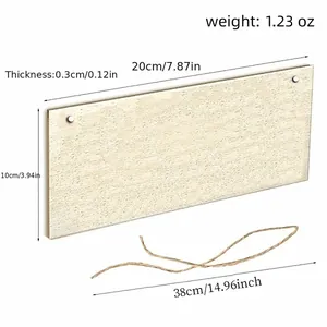 Detailed dimensions of rectangular wooden wedding plaque with twine string measurements