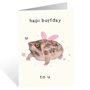 Lustige Froschfee Geburtstagskarte mit Umschlag und hapi burfday Illustration