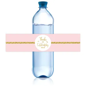 Etichette per Bottiglie d'Acqua Rosa Oro Glitterati Thanks For Celebrating With Us per Matrimonio Compleanno Decorazione Festa