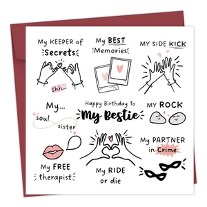 Funny birthday card with 'Bestie' text and red envelope for friend gift set