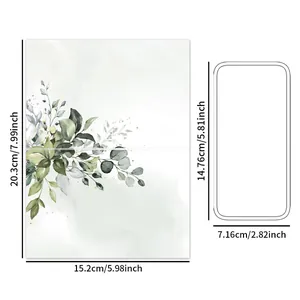 Tableau des tailles détaillé pour marque-places mariage aquarelle avec mesures précises