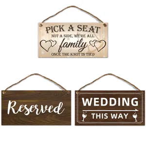 Wood Wedding Hanging Sign Reserved Plaque Wedding This Way Directional Arrow Plaque Rustic Party Decor With Jute Rope