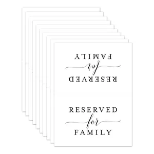 Lot de cartes de table blanches avec impression Reserved for Family pour mariages