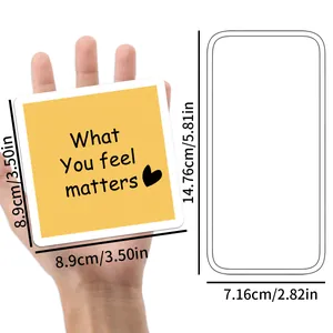 Détail de carte de motivation carrée avec texte 'What You feel matters' et icône cœur
