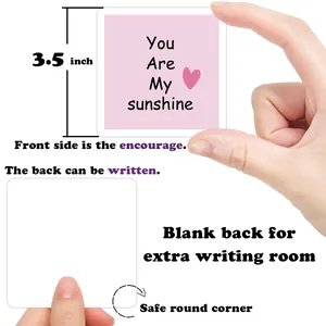 Détail de cartes de motivation de 3,5 pouces avec texte rose et dos blanc pour écrire