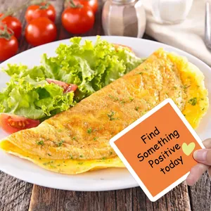 Détail d'une carte d'inspiration orange Find Something Positive today avec petit-déjeuner