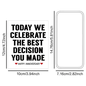 Funny wine bottle labels with anniversary message and detailed product dimensions