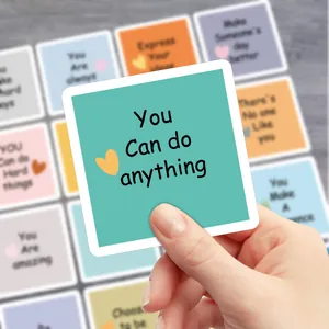 Carte de motivation 5x5cm You Can Do Anything avec texte manuscrit et petit cœur jaune