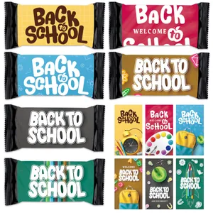 Colorful Back to School stickers featuring school icons for candy and chocolate decoration