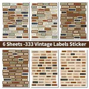 Vintage English Word Label Stickers For Scrapbooking DIY Journaling Planner Aesthetic Decorative Paper Stickers For Junk Journal Art Crafts