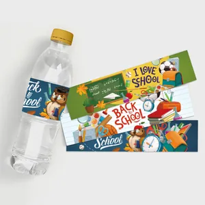 Set mit Schulanfang-Wasserflaschenetiketten mit Eulen- und Briefpapiermotiven für Partys