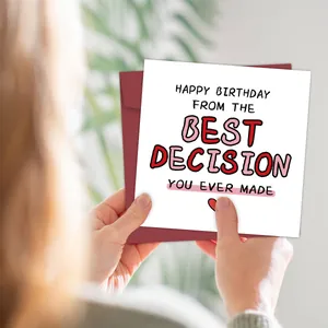 Funny anniversary birthday card with envelope and humorous heart pattern text
