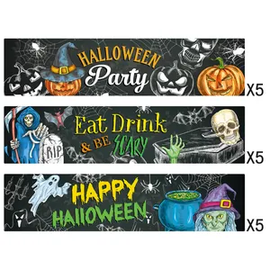 Set di 15 adesivi per bottiglie d'acqua con motivi di zucche e fantasmi di Halloween