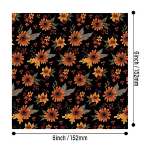 Papier décoratif de 6 pouces avec tournesols et motifs floraux d'automne orange chaud