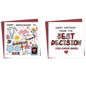 Funny Anniversary Birthday Greeting Card With Envelope Humorous English Quotes Illustration Card For Couples Friends Gift