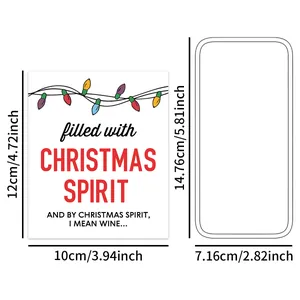 Funny Christmas wine bottle labels featuring festive humor and precise size dimensions