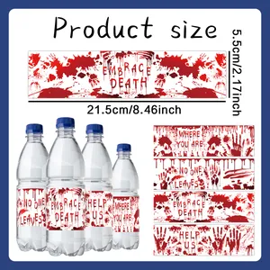 Guida alle taglie per adesivi per bottiglie d'acqua di Halloween con schizzi di sangue