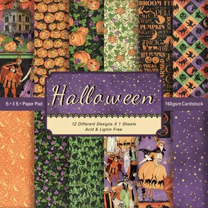 Halloween Scrapbook Paper Vintage Pumpkin Ghost Bat Decorative Cardstock For DIY Journaling Crafting Card Making Arts