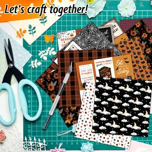 Lot de 12 papiers de scrapbooking Halloween et automne avec motifs décoratifs festifs