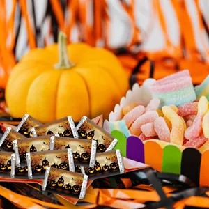 Halloween-Aufkleber mit Kürbis- und Geistmotiven für Süßigkeiten- und Keksverpackungen