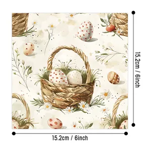 12 sheets of Easter bunny scrapbook paper with floral eggs for DIY crafts, 6x6 inches