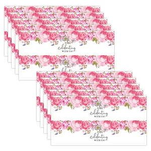 Etichette per Bottiglie d'Acqua Matrimonio Floreale Rosa Rosa Adesivi di Ringraziamento PVC Decorazione Bottiglie Festa