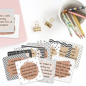 Set di 30 carte motivazionali per donne con citazioni positive e motivi geometrici