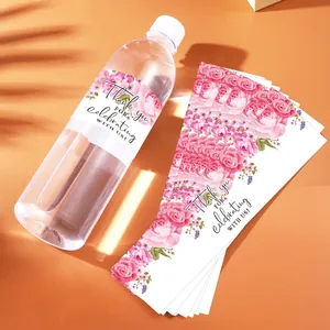 Etichette per bottiglie d'acqua con fiori per decorazioni di nozze e feste
