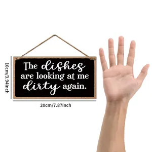Plaque décorative bois rustique 10x20cm avec corde de jute et citation humoristique