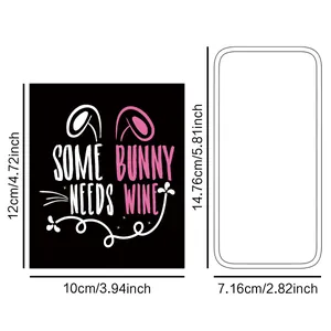 Easter wine bottle labels with 'Some Bunny Needs Wine' text and bunny ear motifs