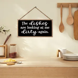 Plaque décorative de cuisine en bois rustique avec texte amusant style ferme américaine