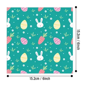 Detailed view of 6-inch square Easter scrapbook paper with bunny and egg patterns