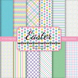 Griglia di 12 fogli di carta per scrapbooking di Pasqua in colori pastello