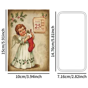 Detailed dimension layout of vintage Christmas angel decor card measuring 15cm by 10cm